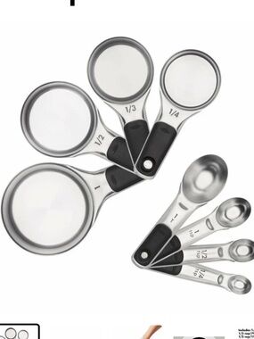 Oxo Stainless Steel Measuring Cups and Spoons with Black Handles